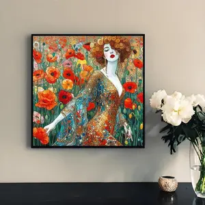 Flower Field Girl Pattern DIY Diamond Arts Colorful Painting Kit without Frame, DIY 5D Diamond Arts Colorful Painting for Bedroom Home Wall Decor, Diamond Painting Kits