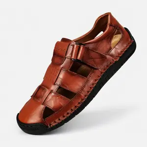 Men’s premium outdoor casual sports sandals with a handcrafted sewn design and Velcro adjustment. Soft upper, soft insole. Suitable for daily leisure, vacations, and sports. Breathable, non-slip casual shoes suitable for outdoor walking, camping, and beac