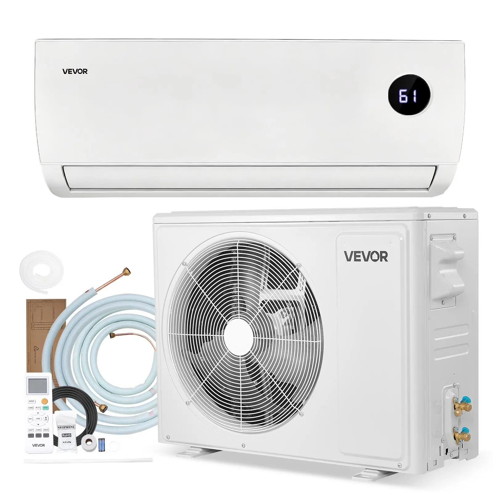 【summerfinds】VEVOR 12,000 BTU Cooling 4-in-1 Mini Split Air Conditioner - 12,500 BTU Heating, 115V 19 SEER2 High Efficiency, Quiet Inverter System, 750 Sq.Ft Coverage, Easy Maintenance for Home Sleep Use