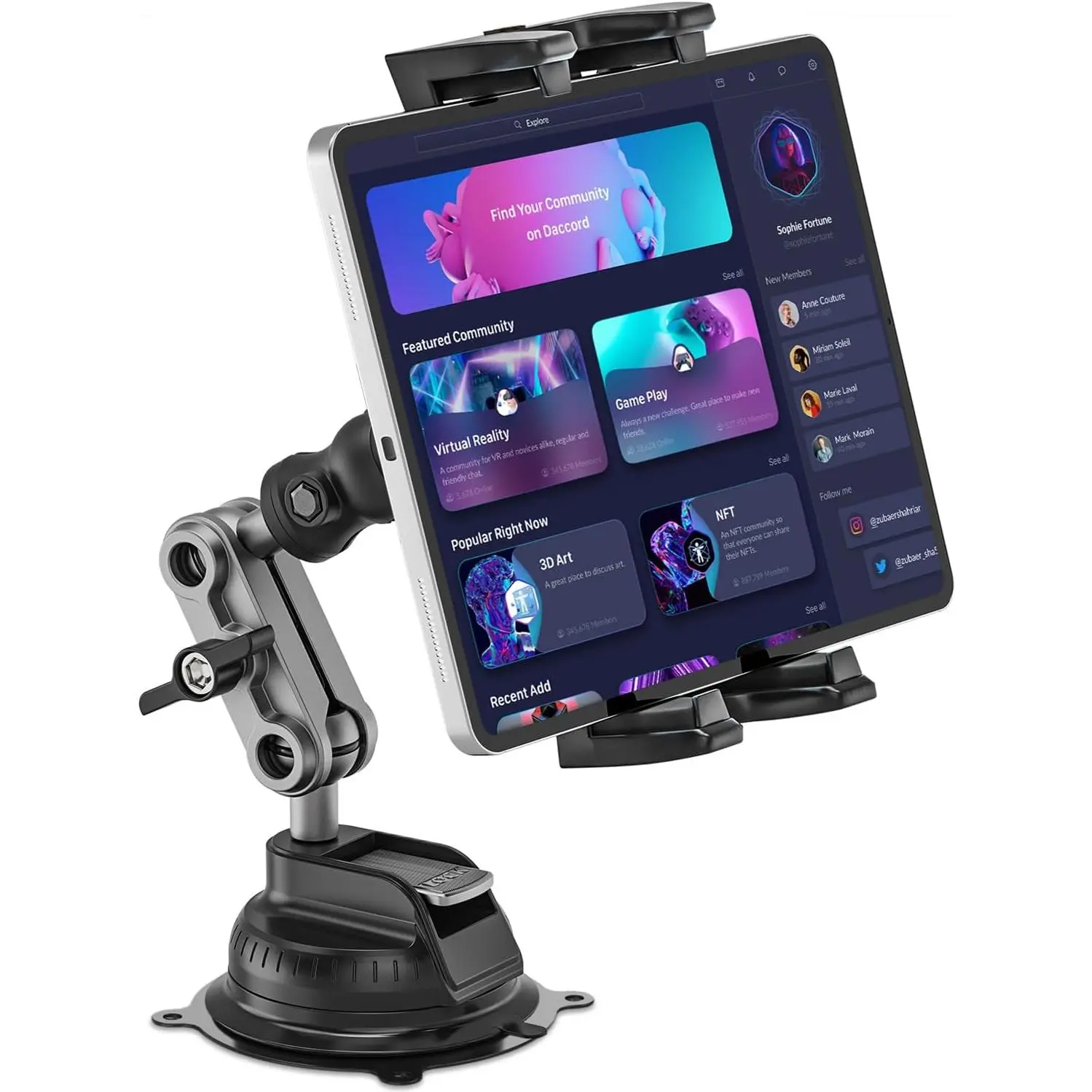 Tablet Mount for ,  Tablet Holder Heavy Duty Super Suction Cup/Adhesive Base iPad Stand for Dash Windshield Wall  Desk, 360 Metal Bracket for 4.7-12.9" iPad Pro/Air/Mini/Galaxy