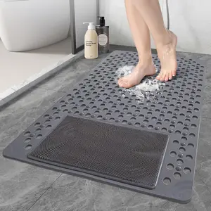 Shower Mat Non Slip: 35.4" x 23.6" Large PVC Heavy Shower Mats for Inside Shower - Quick Dry Shower Foot  Matt with Drain Hole and Suction Cups for