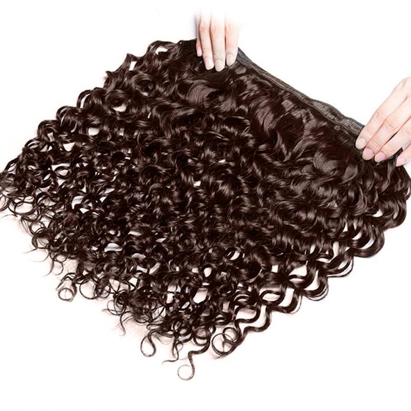 BINF Water Wave #4 Human Hair Bundles Chocolate Brown Water Wave Bundles 1/3/4 Bundles Invisible Dark Brown Wet And Wavy Human Hair Extensions For Women