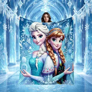 Elsa Anna Theme Nap Blanket, Soft Flannel, Digital Print, Modern Style, Multi-Purpose, Holiday Gift, Wall Hanging, Sofa Bed Cover