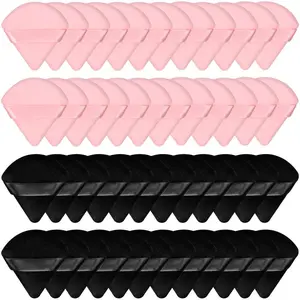 Colovis 48 PCS Powder Puff Set Soft Velour Triangle Makeup Sponge for Foundation & Loose Powder Pink & Black Ideal for Travel Daily Use Easy to Clean Beauty Tools