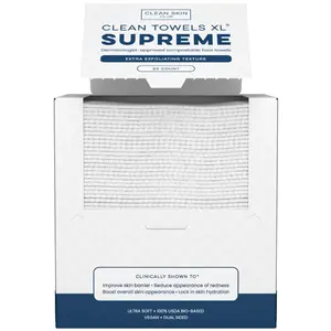 Clean Skin Club Clean Towels XL® Supreme, 100% USDA Biobased Face Towel, Disposable Face Towelette, Eczema Association Accepted, Thicker Textured Dry Wipes, Ultra Absorbent & Soft, 1 Pack, 50 Ct