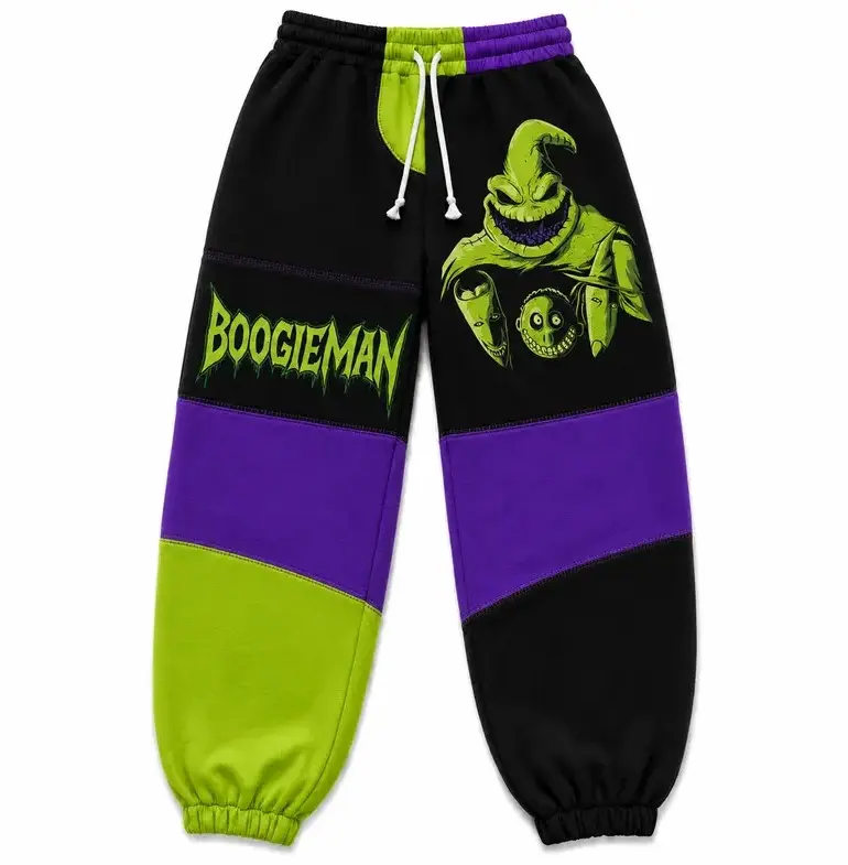 Green Monster Halloween Sweatpants, Green N!ghtmre Bef0re Christ..mas Jogger Pants, Spooky Streetwear Pants, Fall Winter Pants, For Men & Women, Gift For Horror Movie Fans