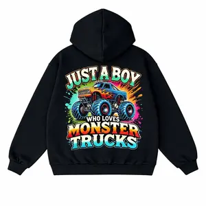 Monster Truck Hoodie for Boys | Cool Kids Graphic Hoodie | Just A Boy Who Loves Trucks | Streetwear Pullover Gift