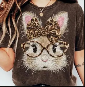 Happy Easter Bunny T-shirt, Retro Leopard Bunny, Easter Bunny Coquette, for men and women, ideal Easter gift. KHT