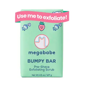 Megababe Bumpy Bar | Pre-Shave Exfoliating Bar  | Dermatologist & Gynecologist Approved | Fragrance-Free & Gentle for All Skin Types | 4.5 oz
