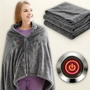 Graphene Heated Blanket Cape Washable Flannel USB Heating Shawl for Home Office Versatile Warmth Comfort
