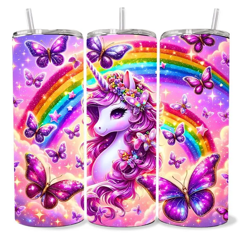 Unicorn 20 oz Tumbler - BPA Free, Stainless Steel, Leak Proof, Clear Lid, Includes Straw