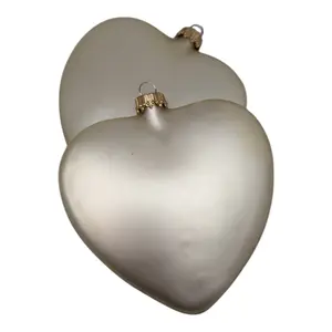 Matte "Natural Velvet" Glass Heart Ornaments – Set of Two