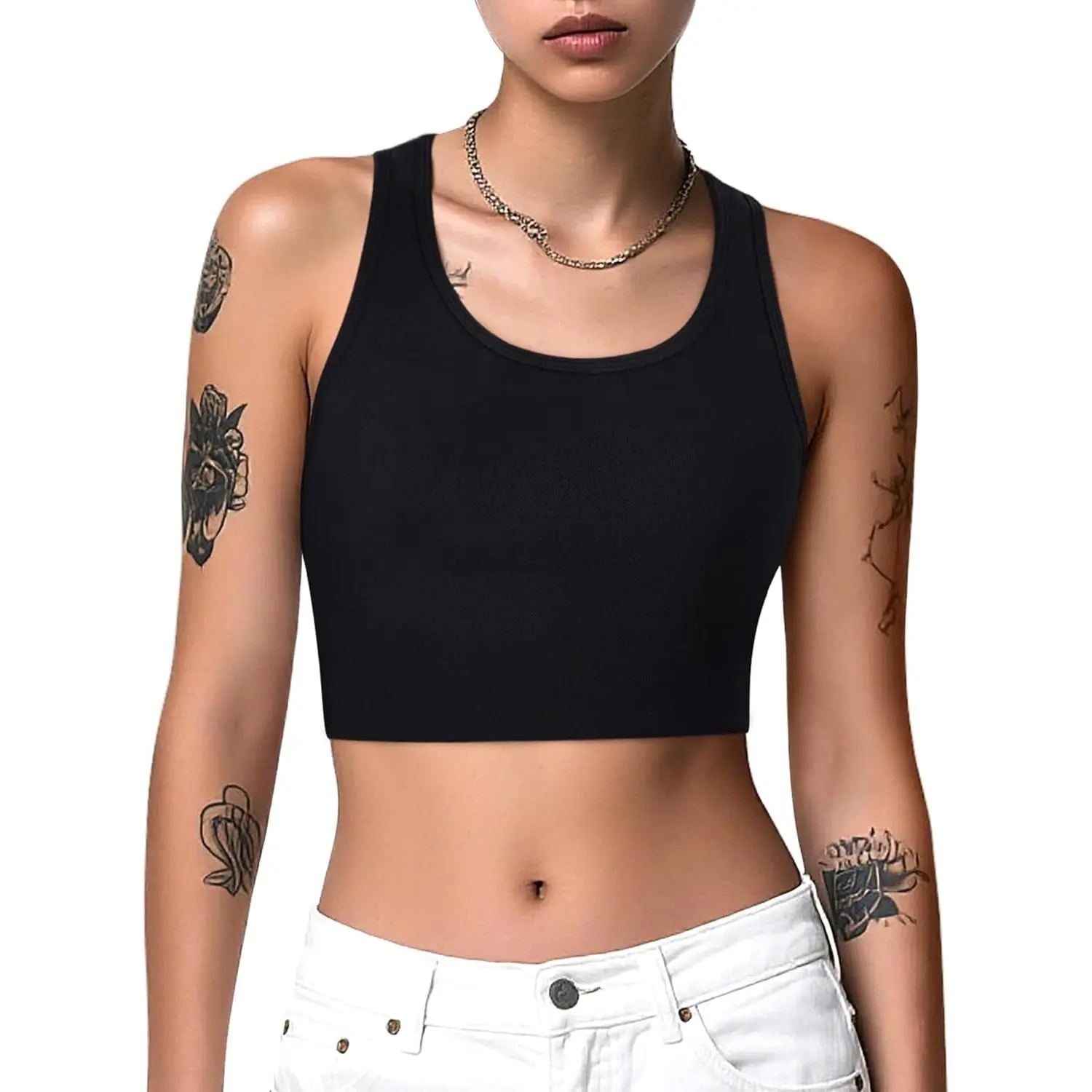 Women's Pullover Minimizer Chest Binder Tank Top - FTM Transgender Tomboy Use, Sleeveless, Round Neck, Bandage-Free, Minimalist, Basic, Casual Tanks & Camis, Minimizer Chest Binder Women's Tanks & Camis
