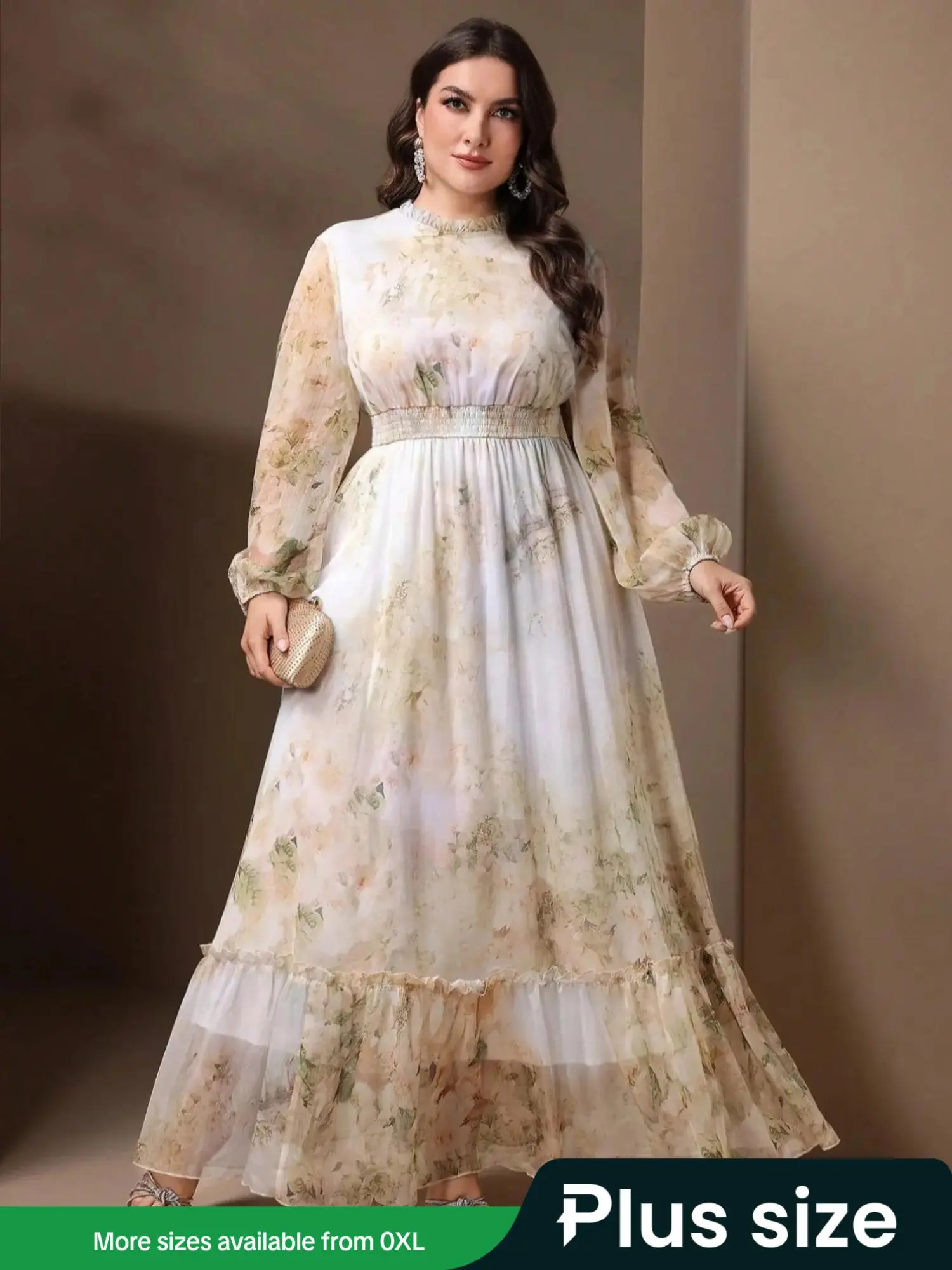 chinese dress ladies Smocked Ruffle Hem Flounce Sleeve Dress – Reece Creative Co main image 1