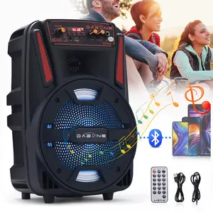 Dazone 1000W Portable Bluetooth Speaker with 8" Subwoofer Heavy Bass 100db, Bluetooth 5.0 Wireless 100ft Outdoor Speaker, Support FM Radio, LED Colorful Lights, Stereo Sound, for Home, Party, Travel