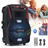 Portable Bluetooth 5.0 Speaker with 8" Subwoofer, 100dB Heavy Bass, 100ft Range, FM Radio, Colorful LED Lights, Stereo Audio, Remote Control, Digital Charging, Memory Card/MP3 Support, Device Compatibility for Home, Party, Devices