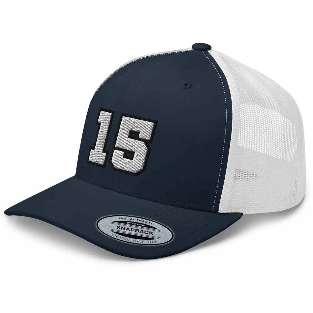 RIVEMUG Team Number 15 Embroidered Trucker Hat Curved Bill  display picture 3