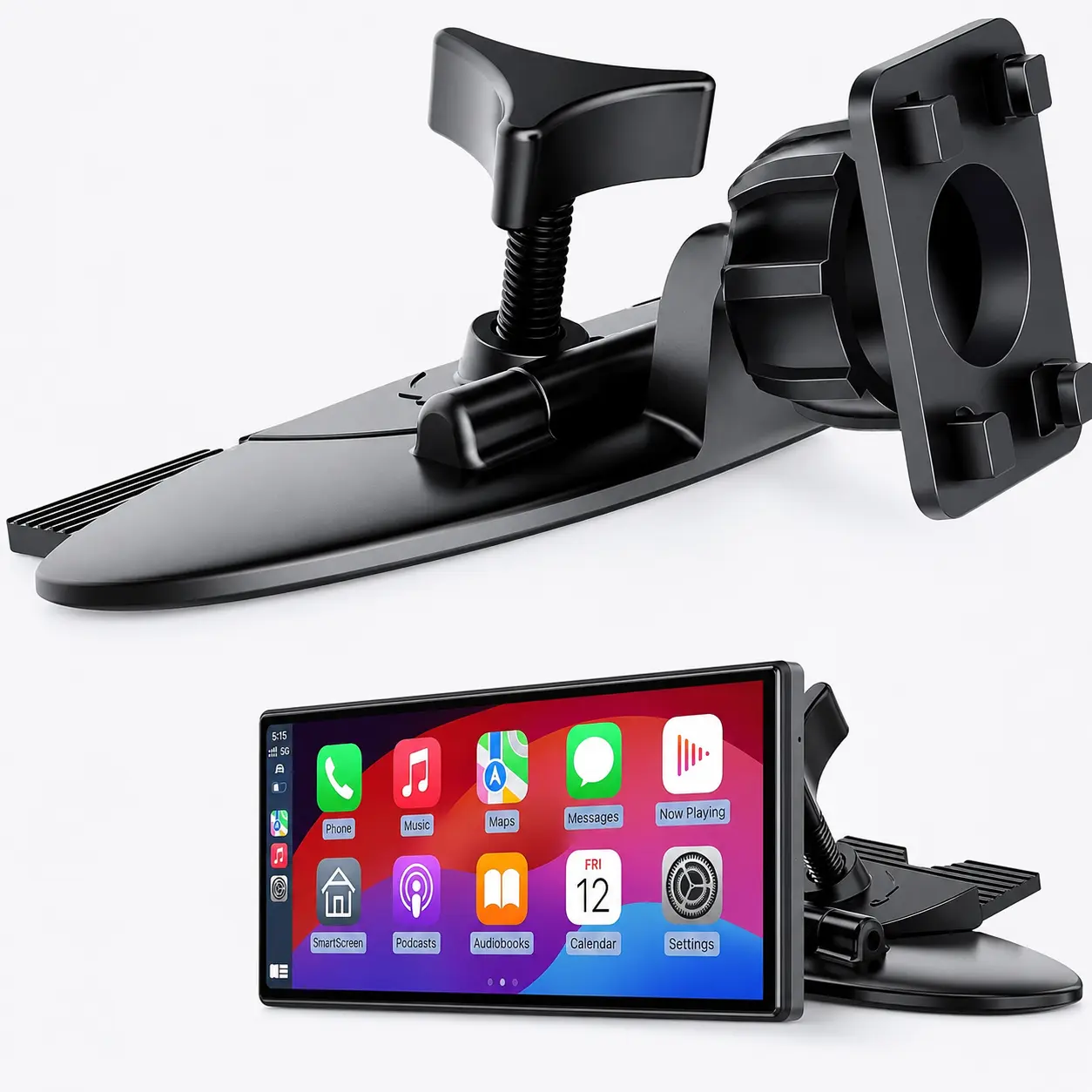 Car CD Slot Mount, for CarPlay Screen & Smartphone Installation, Secure 4-Button Lock Phone Holder, 360° Rotatable Vehicle Mount, Stable Hands-Free Navigation Car Accessory