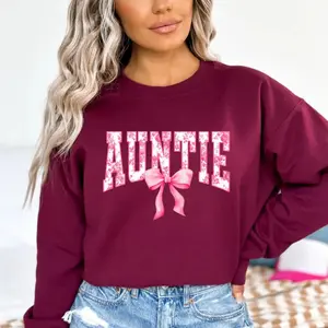Toile De Jouy Auntie Sweatshirt, Pink Coquette Bow Aunt Sweatshirt, Sister Mothers Day Gift, Chinoiserie Auntie Hoodie, Aunt Birthday Gift
