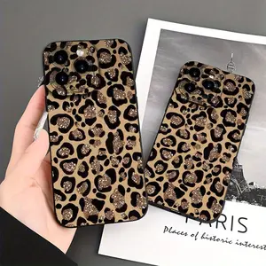 Leopard Texture Pattern TPU Lens Full Protection Phone Case, for iPhone 17 Air/16 Plus/15 Pro Max/14 Pro/13/12/11 Full Protection Shockproof Phone Case/Suitable as a Gift for Family or Friends/Protective Accessories/MS589