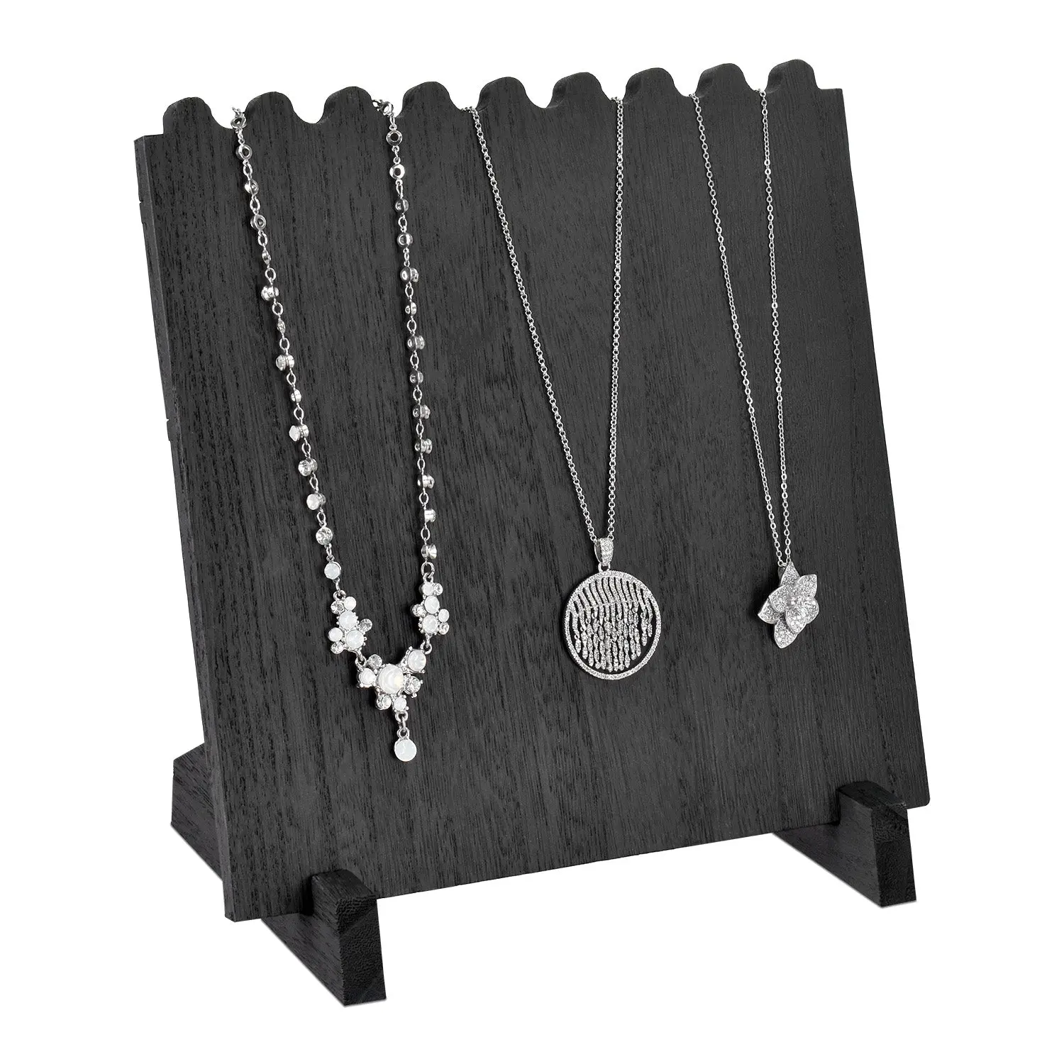 #WD609-BK Wooden Plank Necklace Jewelry Display Stand for 8 Necklaces