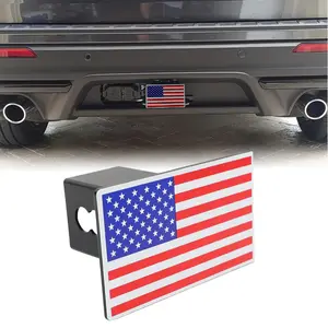 SUNPIE Heavy American Flag Metal Trailer Hitch Cover for 2 inch Receivers（with 5/8-Inch Pin Diameter Trailer Hitch Lock ） (red)