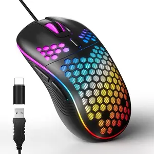 Wired Gaming Mouse, USB/USB-C PC Game Mice with RGB Backlight, 6 Programmable Buttons, 6 Adjustable DPI Up to 7200 for Windows/PC/Mac/Laptop Gamer