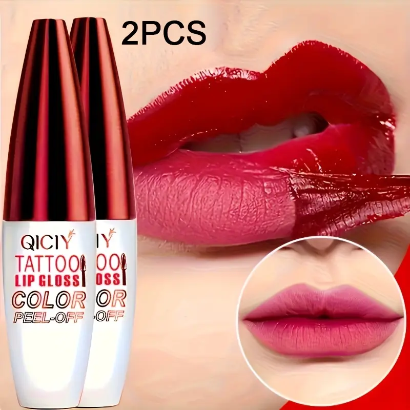 2Pcs Peel Off Liquid Lipstick Set Waterproof Smudgeproof Lip Glossy Long Lasting Natural Makeup Easy To Apply High Pigment Lip Glaze Suitable Beginner Cosmetic