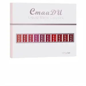 10Pcs Long Lasting Matte Liquid Lipstick Set Waterproof Non-Stick Cup Hydrating Lip Gloss Assorted Shades Cosmetic Lip Care