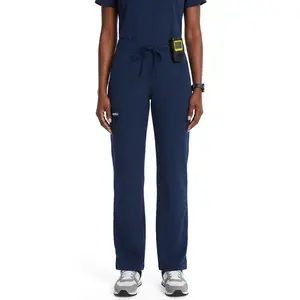 Women's Mid Rise Flared Yoga Cargo Pants - 4-Way Stretch Scrub Work Pants with 5 Pockets