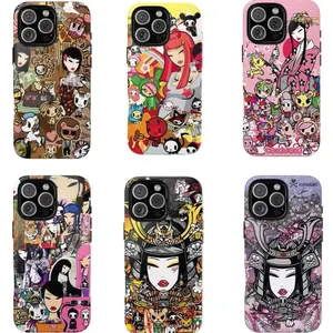 Pink Colorful Tokidoki Phone Case, Cool Lady and Tiger Graphic Cute Phone Case, Trendy Aesthetic Phone Case for iPhone 17 16 15 14 13 12 11 Pro Max and Samsung Galaxy Series Plastic Protection,Perfect Gift for Her