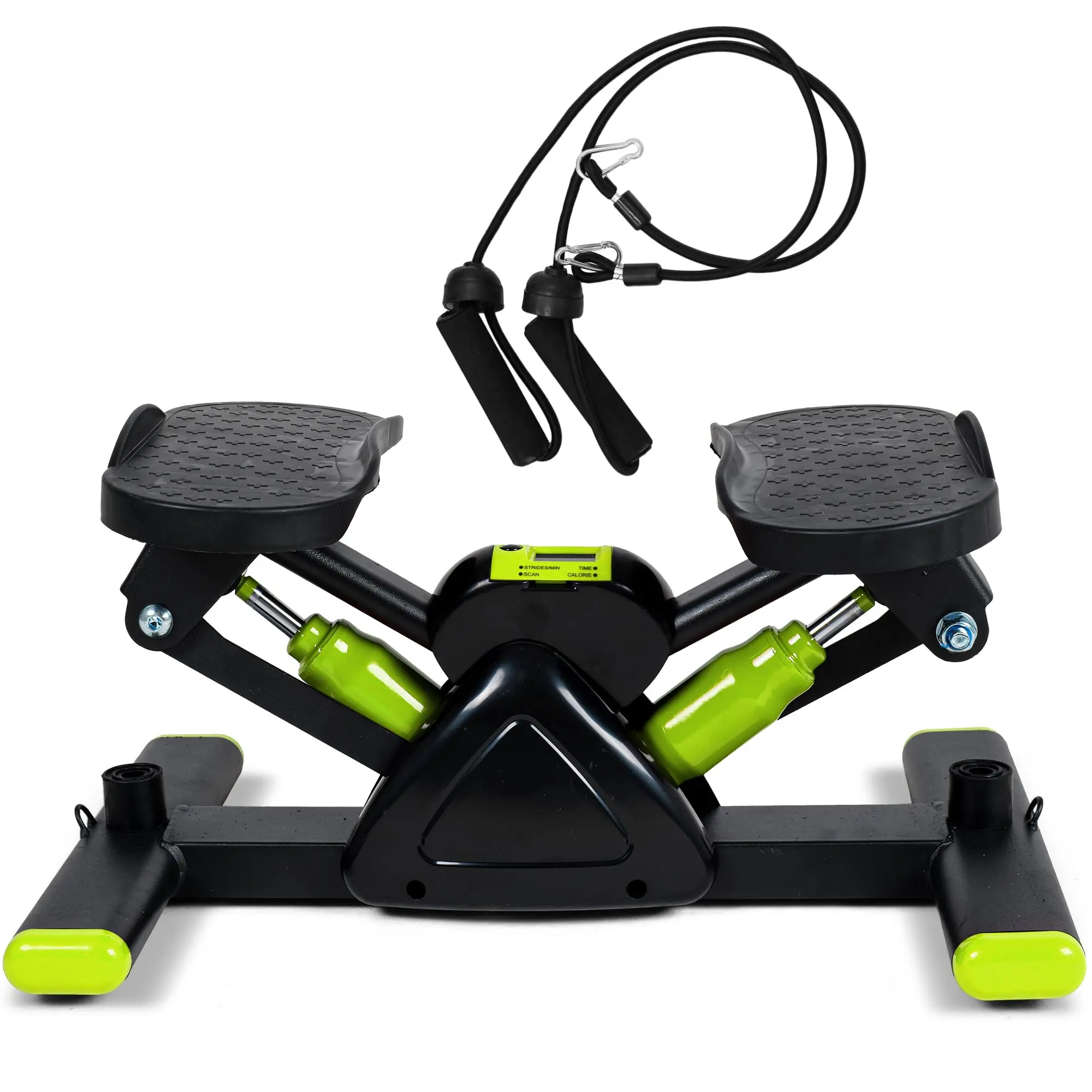 Mini Twist Hydraulic Stair Stepper with Resistance Bands, LCD Monitor, 300LBS Capacity - Up-Down Motion Cross Trainer for Home Full-Body Cardio Workouts
