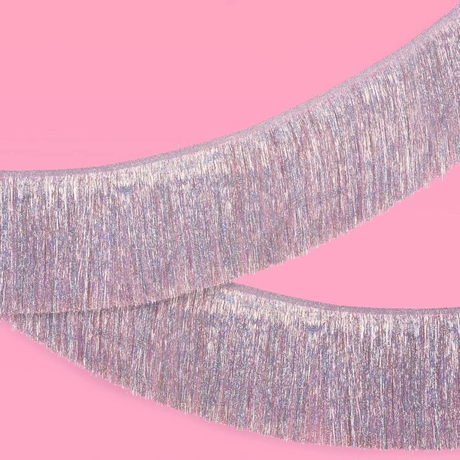 Shimmering Silver Fringe Garland – 5 Ft Metallic Tinsel Backdrop for Birthday, Bachelorette, Photo Booth, Party Wall Décor, or Glam Celebration Display