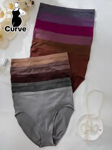 【Plus Size】 Solid Color Knicker, Soft Comfy Breathable Panty for Daily Wear, Women's Underwear for All Seasons