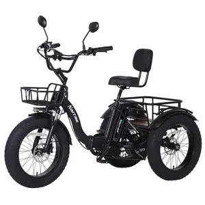 Electric Tricycle, Equipped with High Carbon Steel Frame, Full Suspension System, Peak 1350W Step-Thru Etrike, Fat Tire Folding Electric Trike S180, 3 Wheels Electric Bikes for Adults, Removable Battery and Large Basket for Women Men