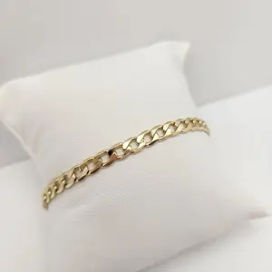 14K Gold Plated Cuban Bracelet - 7 inch Elegant Classic Design for Versatile Wear