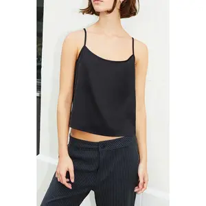 John Galt Women's Black Woven Tank Top