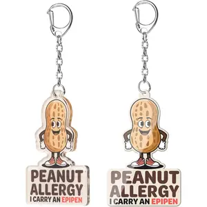 Allergy Keychain Set for Kids/Adult – 2Pack with Epipen & Inhaler Inside Tags, Asthmatic, Milk, Nut
