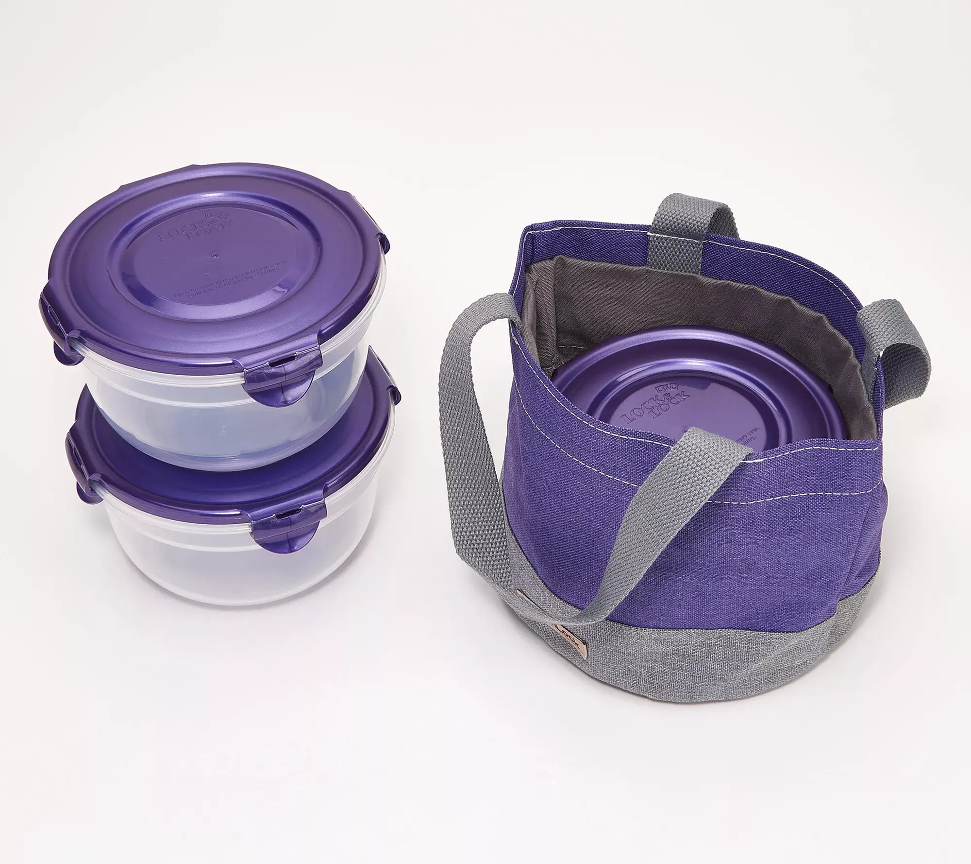 LocknLock Set of 3 Mini Tote Bags with (3) 4-Cup Bowls