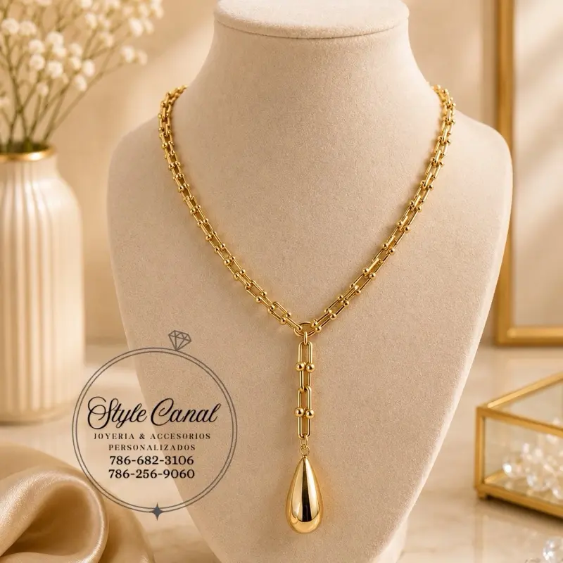 Cadena tipo corbatín con gota