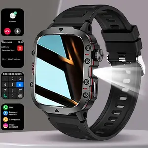 New men's smartwatch with wireless calling, message notifications, multiple exercise modes, remote camera control, sedentary reminder, music playback, LED lights, suitable for Android and iPhone