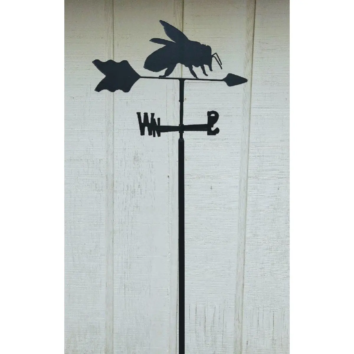 212 MAIN Lazy Scroll Honey Bee Outdoor Weathervane - Steel Plasma-Cut Rust-Proofed Bee Garden Decoration Wind Sculptures, 2-Piece Ground Mount Pole, 4 lbs, Durable Finish, Easy Installation, Wind Direction Indicator