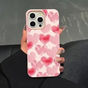 Leather Texture Phone Case with Heart Pattern, Shockproof Protective Cover for iPhone 15 Series & More, Ideal Gift for Loved Ones