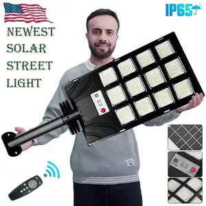 Upgraded Solar Street Light Outdoor 5730 SMD LED 120LM/W Super Bright Monocrystalline Panel LiFePO4 Battery IP65 Waterproof for Yard Garden Street Garage SummerVibes
