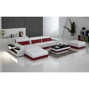 Silian Leather Sectional with Storage & LED Light
