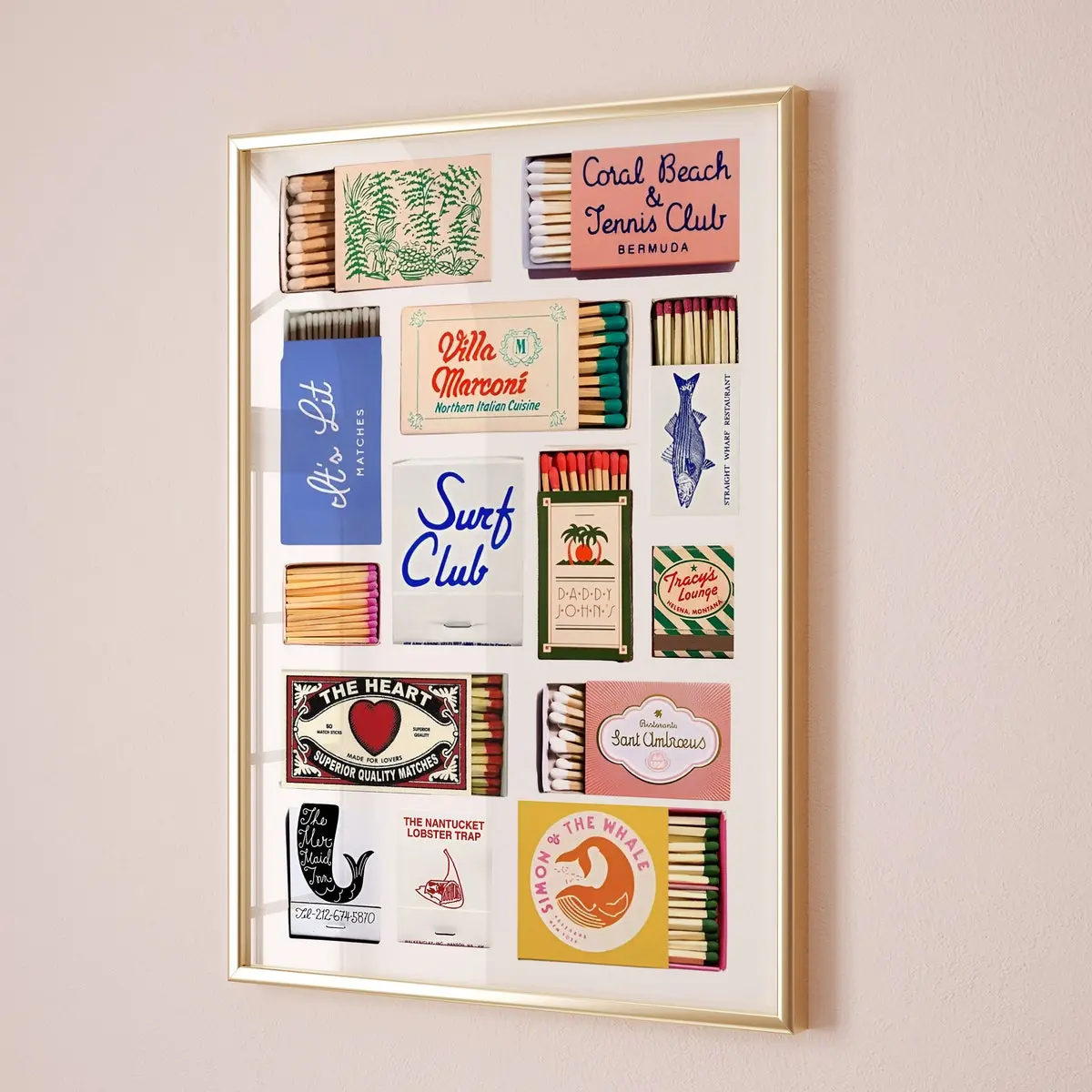 Vintage Matchbox Poster, Trendy Matches Poster, Retro Matchbook Wall Art, Funky Red Aesthetic Print for Apartment, UNFRAMED