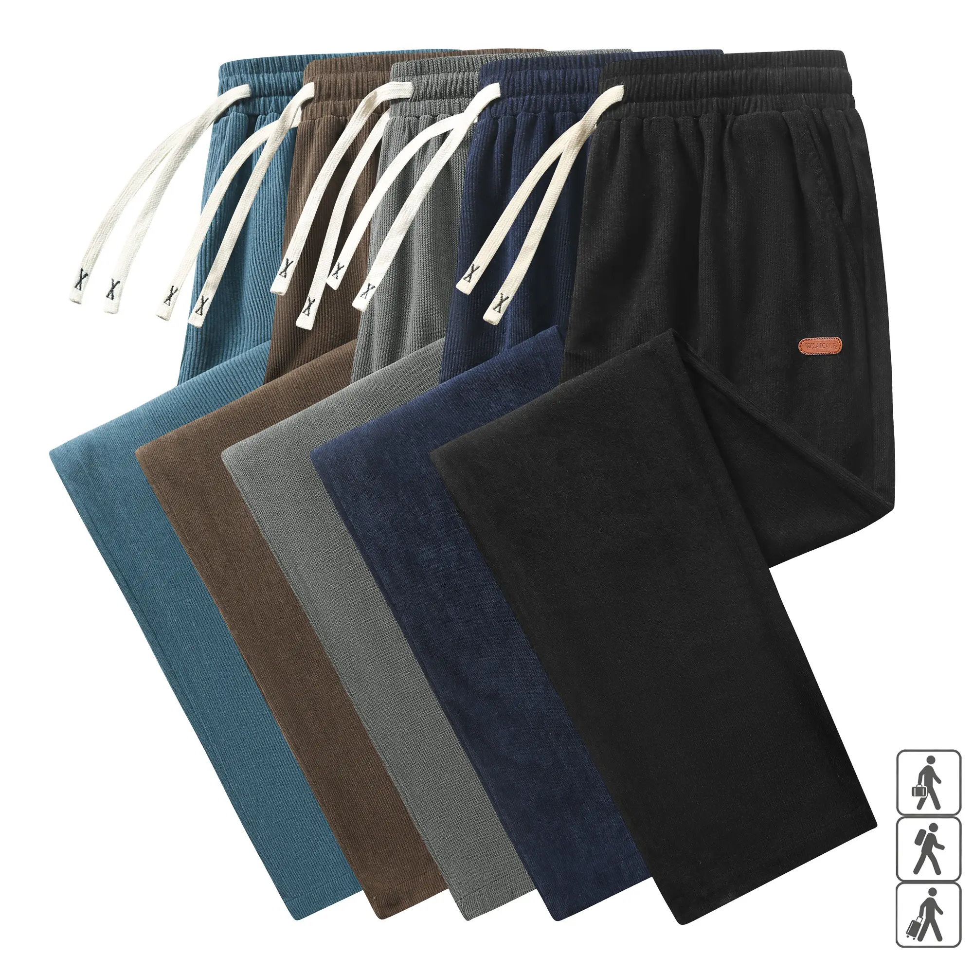 Men's Textured Cord Stretch Straight Leg Corduroy Sweatpants - Multi-Size Drawstring Waist, No-Logo Casual Lounge Pants, XS-XXL, Fast US Shipping #CorduroyPants #MensLoungewear #TikTokMadeMeBuyIt
