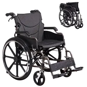 Portable Folding Wheelchair with Wide 18" Seat and Smooth Wheels