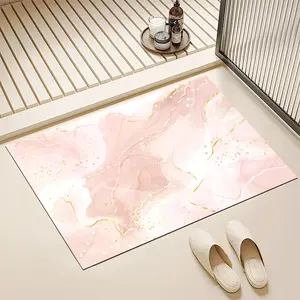 Floor Mats Absorbent & Non - Slip Diatomaceous Earth Shower Mat, Quick - Dry Bathtub Mat With Pink - Golden Marble Pattern Design For Bathrooms Kitchens & Entrances Perfect For Holiday Gifting