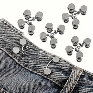Adjustable Jeans Button Pins, No Drill Waist Tightener Clips, Detachable Waistband Buttons for Pants No-Sew Jean Waist Tightener Instant Fit Waist Tightener Reusable & Zero Waste
